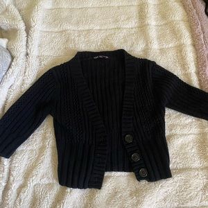 cropped black knit button up cardigan
